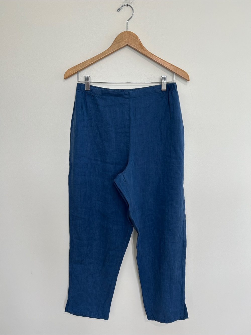 Flax Navy Blue 100% Linen Cropped Pants Size Small NWT